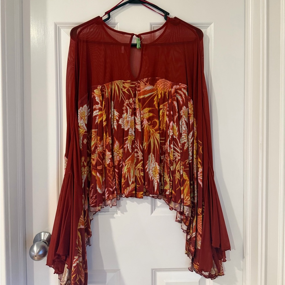 Free People Red Floral Blouse - Picture 5 of 8